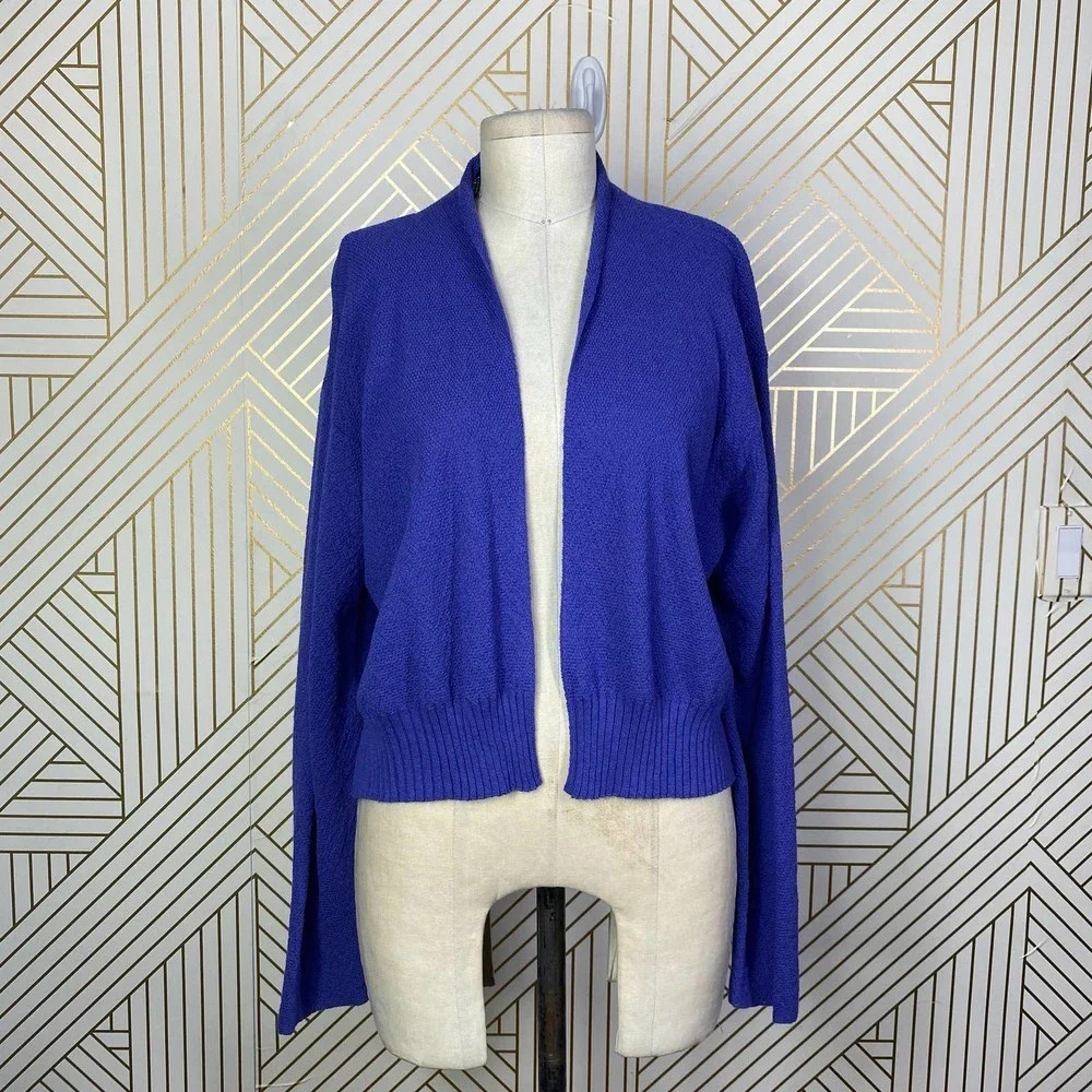 Eileen Fisher Croppedโ Open Front Cardigan Sweater Purple Size US Large